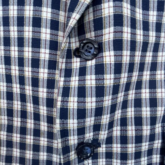 Tarleton Blazer Mens S - 38 Blue Plaid Japanese Stiff Preppy Academia Professor - Picture 4 of 9